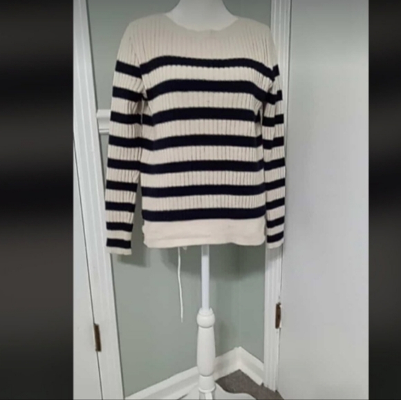 Madewell Sweaters - Madewell Striped Merino Wool Textured Sweater Sz S